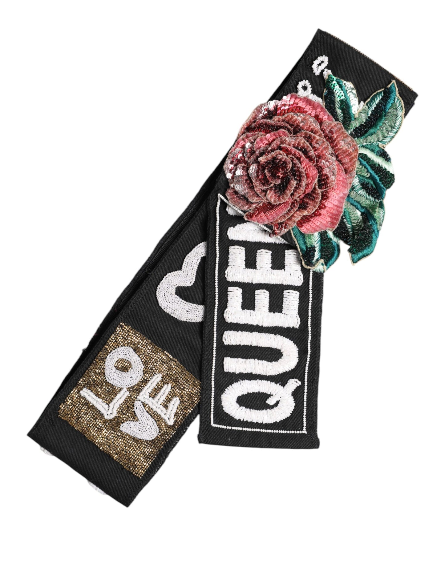 Dolce & Gabbana Black Stretch Multicolor Embellished Waist Belt