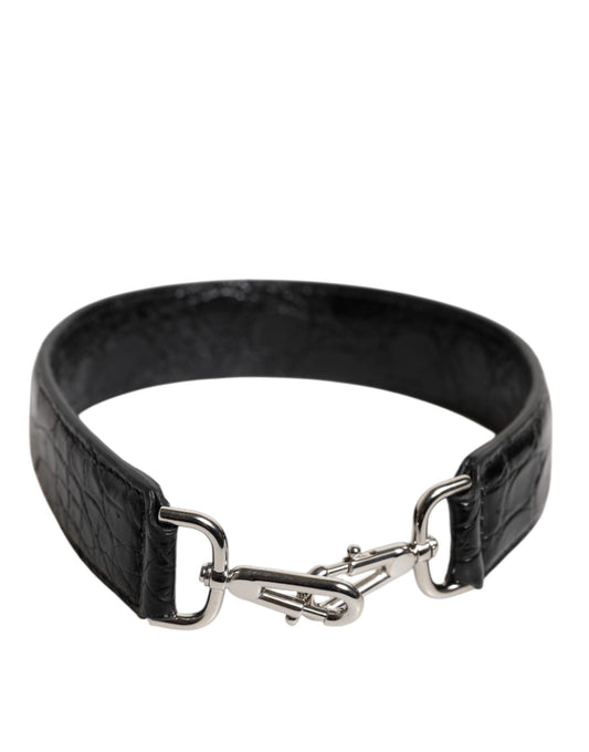 Dolce & Gabbana Black Alligator Leather Bag Shoulder Strap