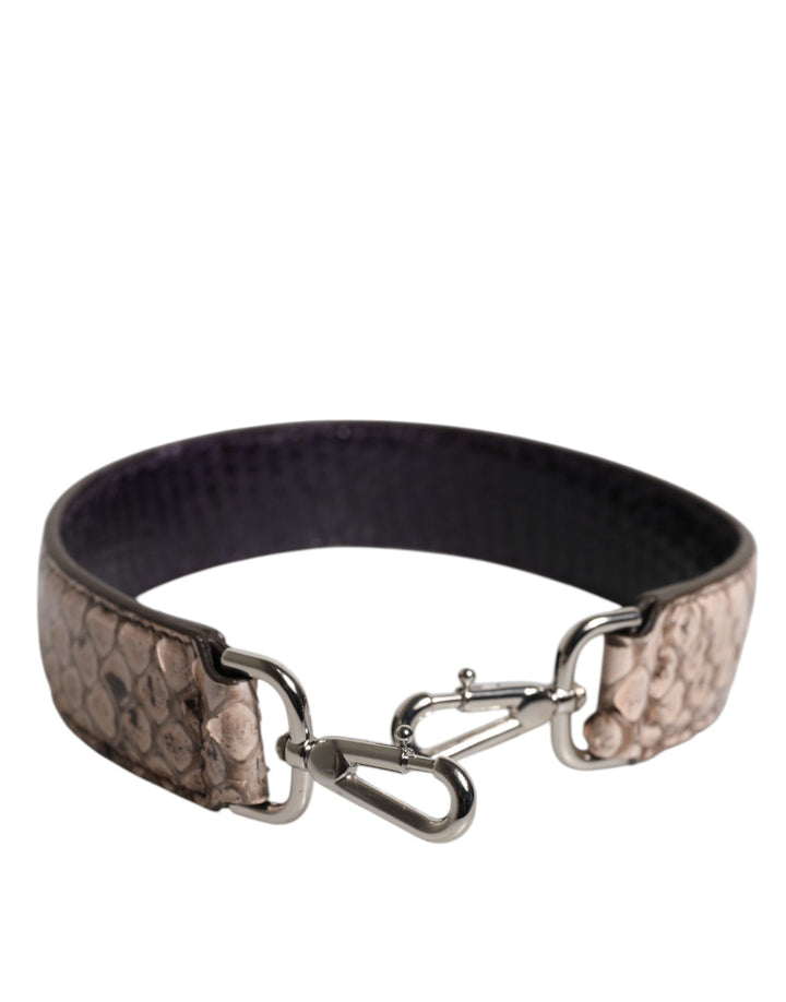 Dolce &amp; Gabbana Black Cream Exotic Leather Bag Shoulder Strap