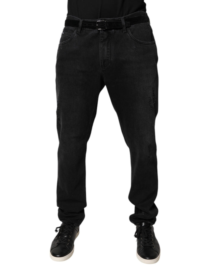 Dolce &amp; Gabbana Black Cotton Skinny Men Denim Jeans
