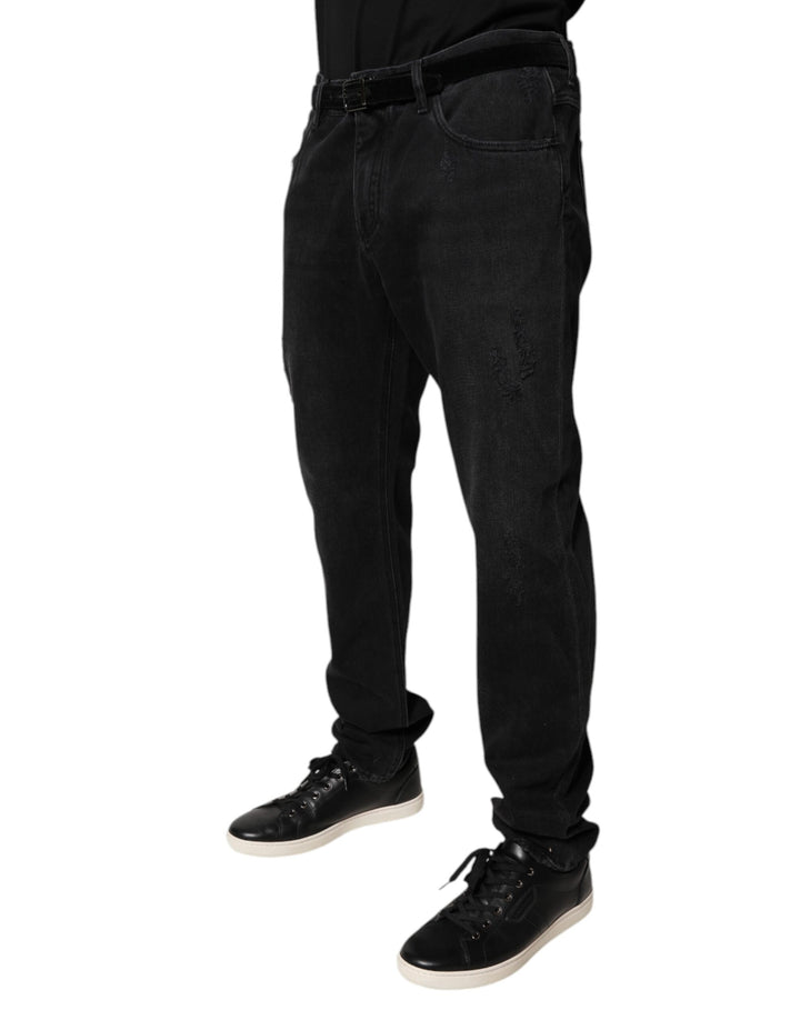 Dolce &amp; Gabbana Black Cotton Skinny Men Denim Jeans