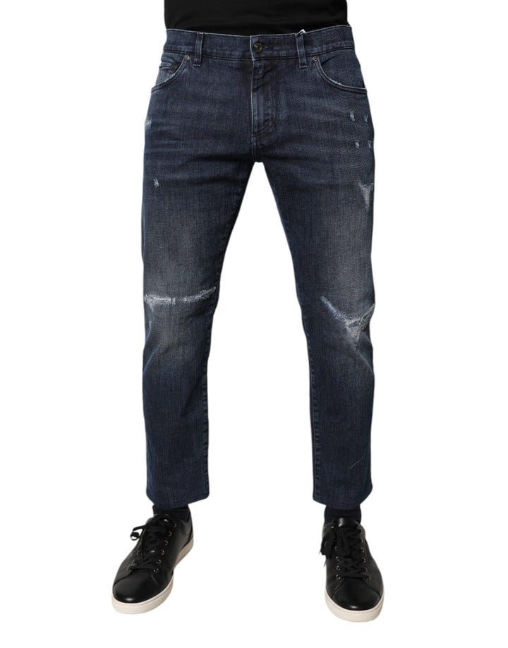 Dolce &amp; Gabbana Blue Cotton Stretch Skinny Men Denim Jeans