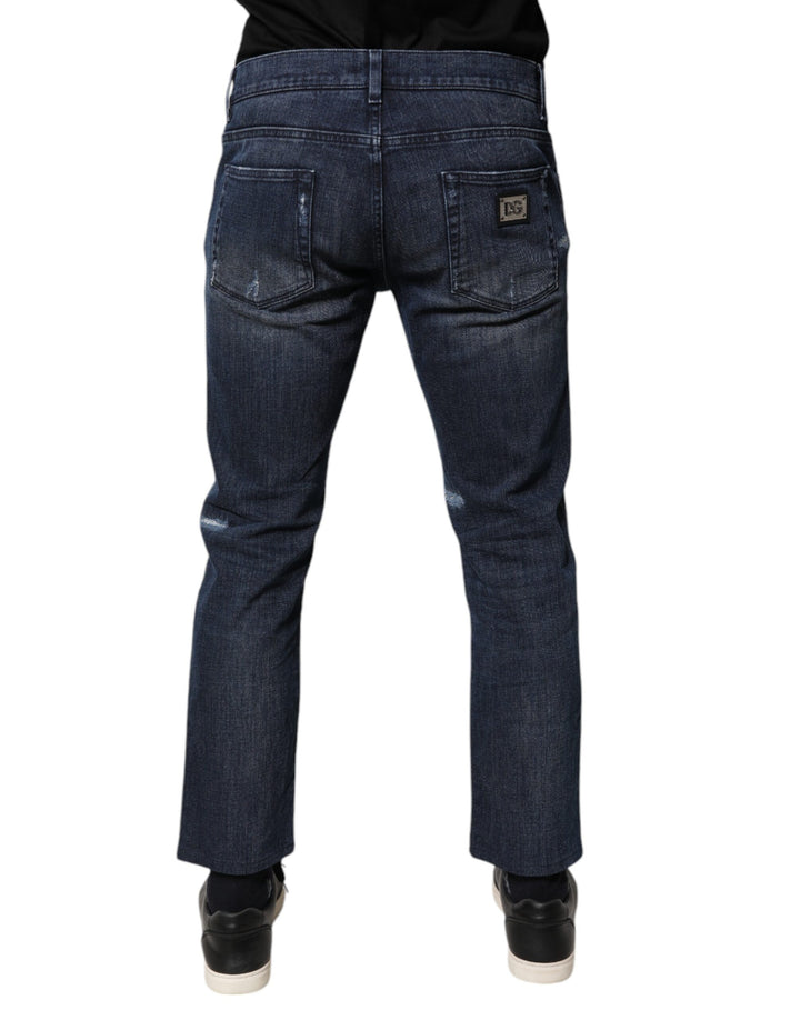 Dolce &amp; Gabbana Blue Cotton Stretch Skinny Men Denim Jeans