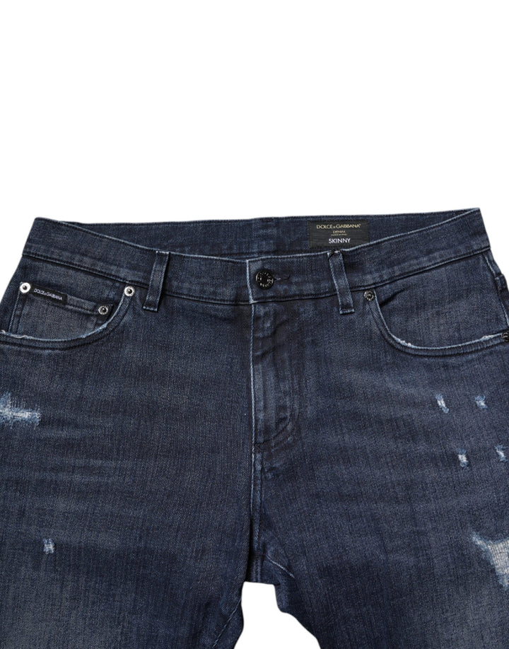 Dolce &amp; Gabbana Blue Cotton Stretch Skinny Men Denim Jeans