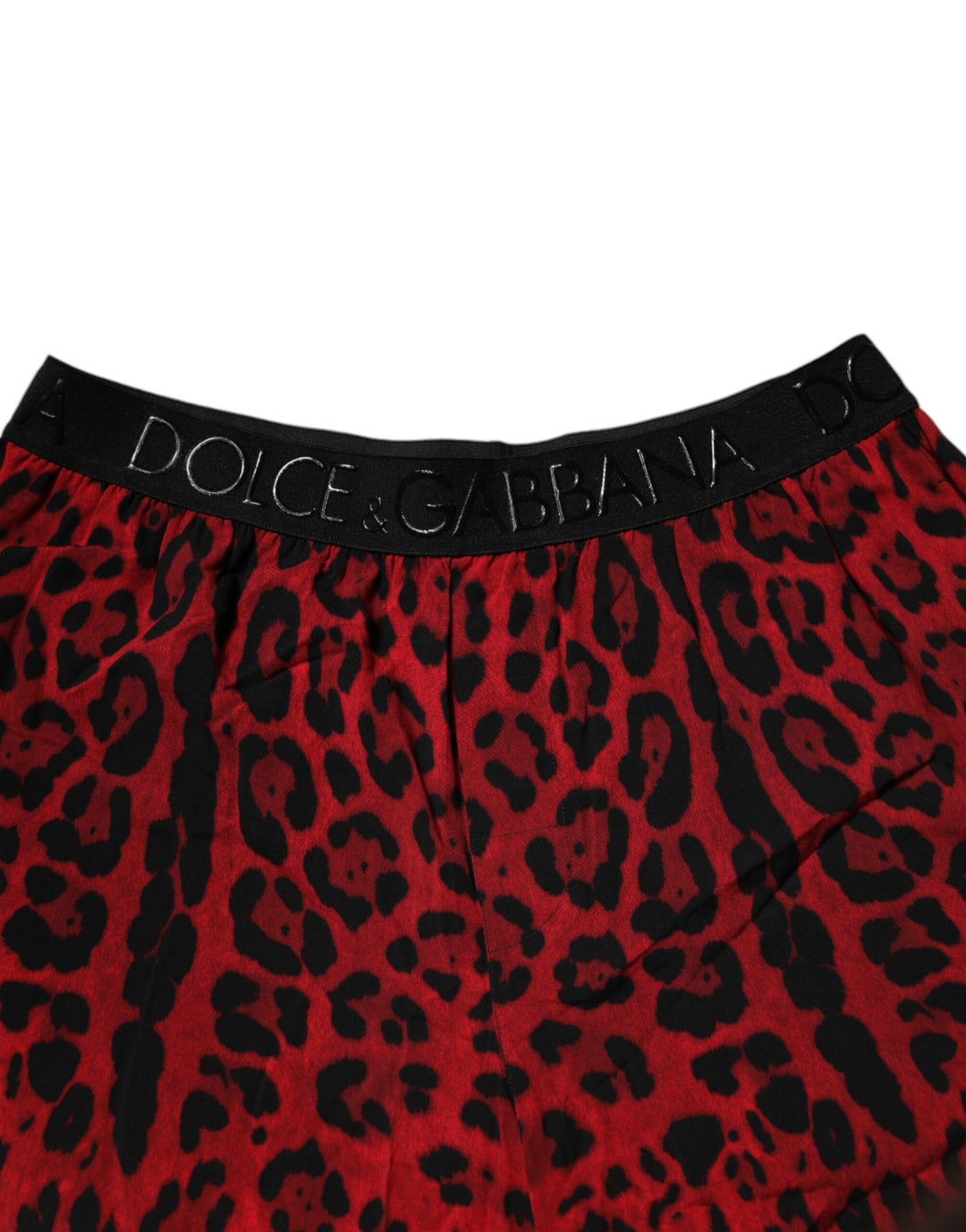 Dolce &amp; Gabbana Red Leopard Print Viscose Bermuda Shorts