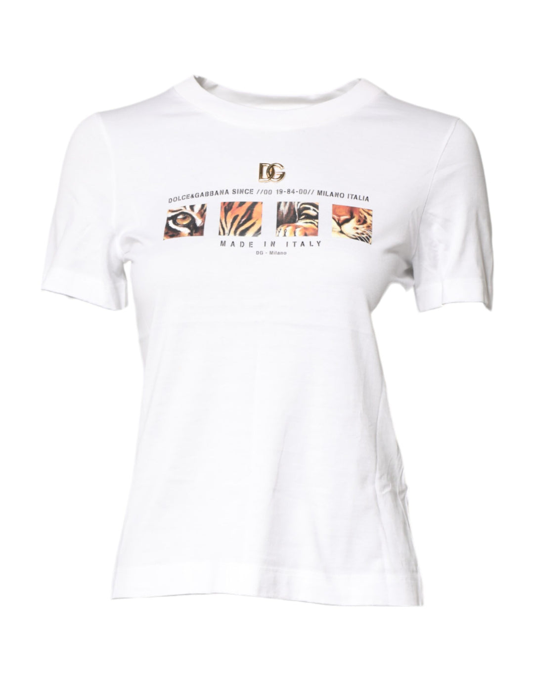 Dolce &amp; Gabbana White Cotton Graphic Print Crew Neck T-shirt