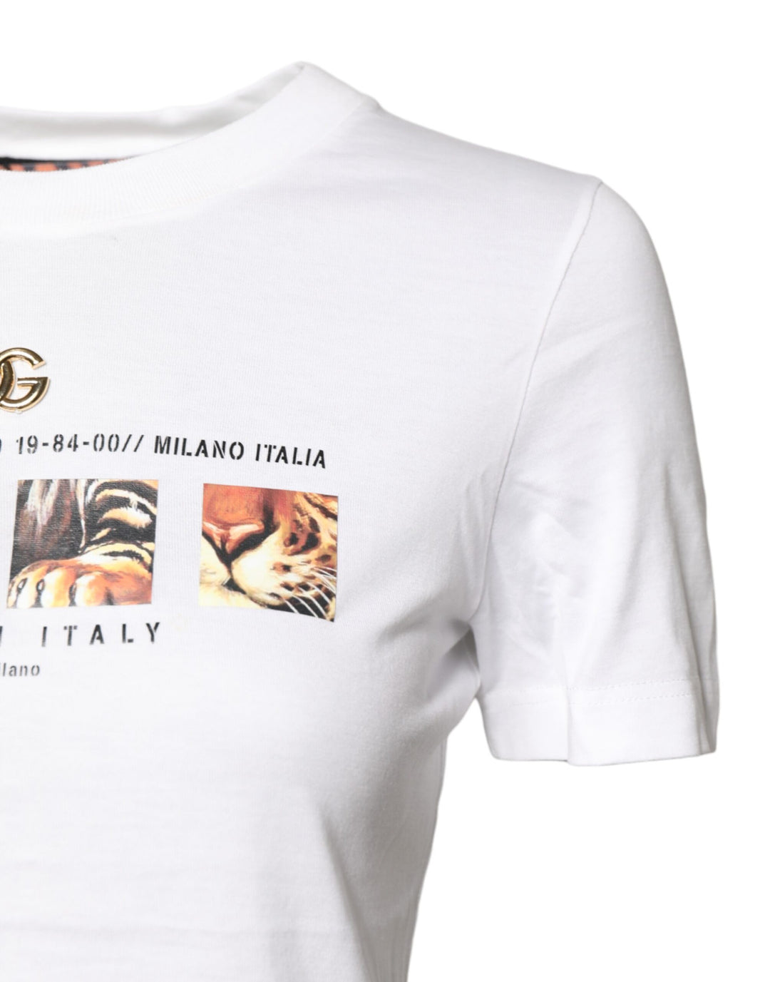 Dolce &amp; Gabbana White Cotton Graphic Print Crew Neck T-shirt