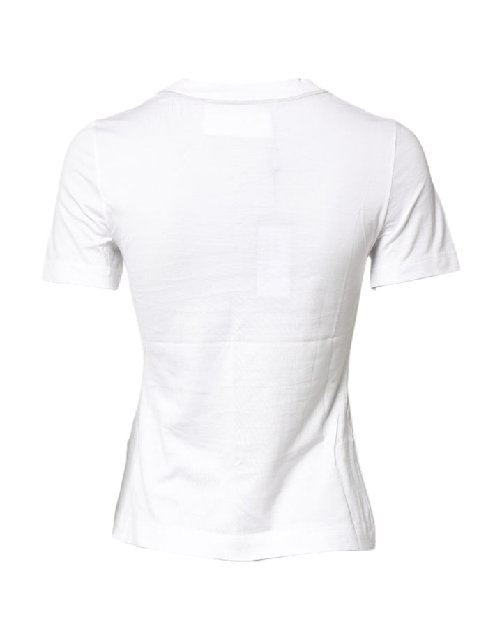 Dolce &amp; Gabbana White Cotton Graphic Print Crew Neck T-shirt