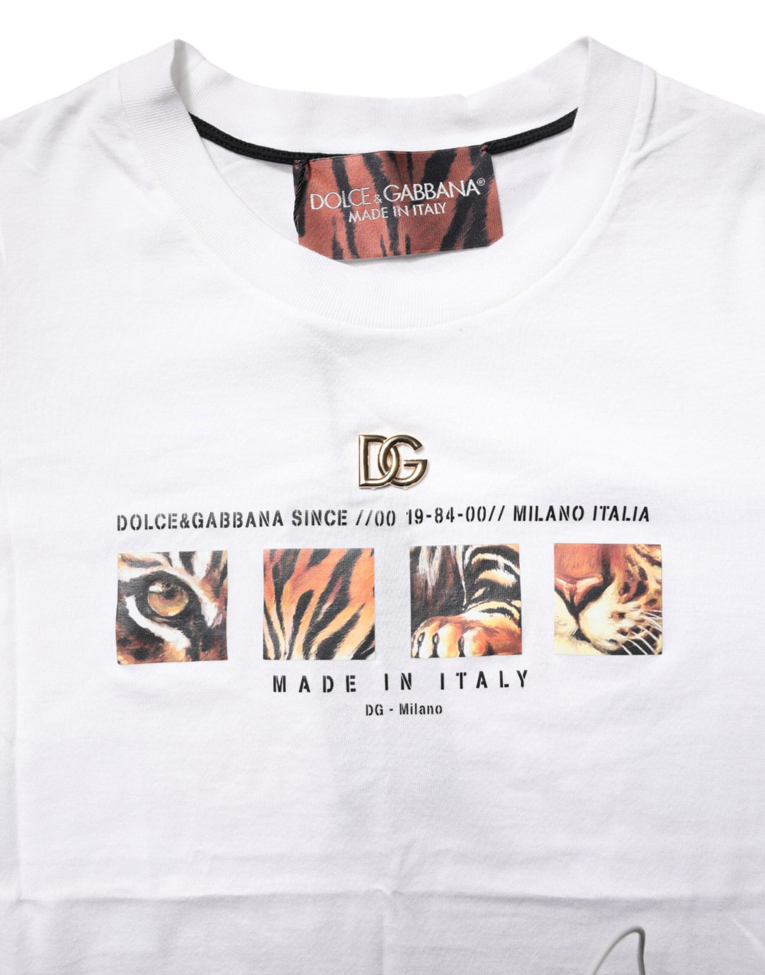 Dolce &amp; Gabbana White Cotton Graphic Print Crew Neck T-shirt