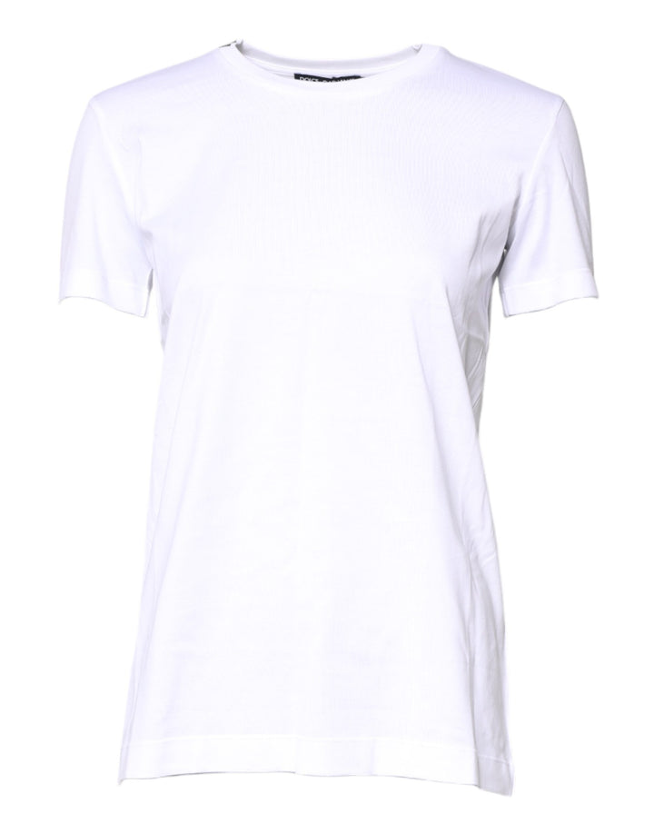 Dolce &amp; Gabbana White Cotton Crew Neck Short Sleeves T-shirt