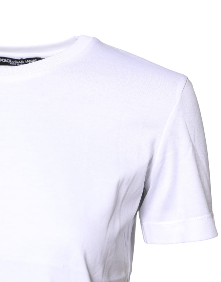 Dolce &amp; Gabbana White Cotton Crew Neck Short Sleeves T-shirt