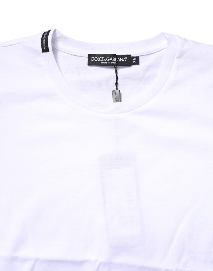 Dolce &amp; Gabbana White Cotton Crew Neck Short Sleeves T-shirt
