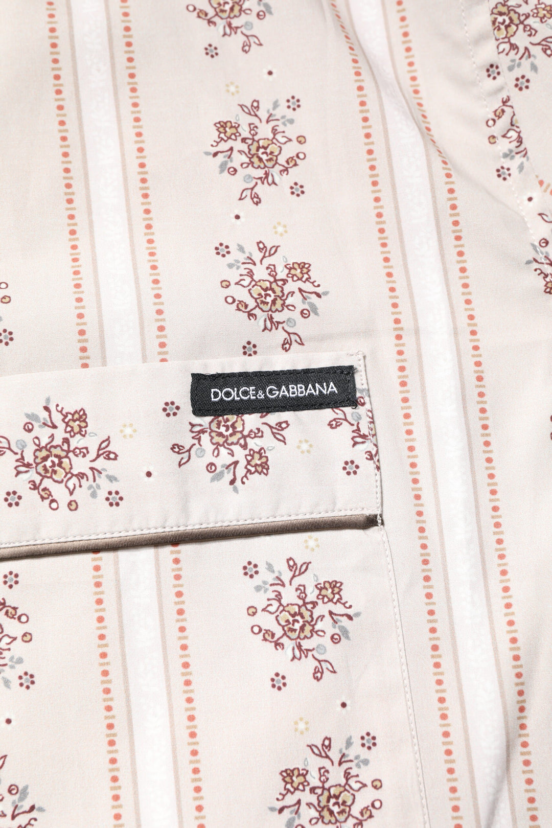 Dolce &amp; Gabbana Beige Floral Print Cotton Men Pajama Set Sleepwear