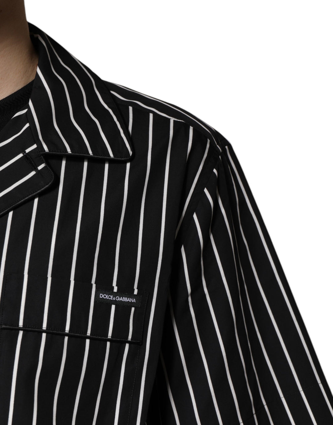Dolce &amp; Gabbana Black White Stripes Cotton Men Pajama Set Sleepwear