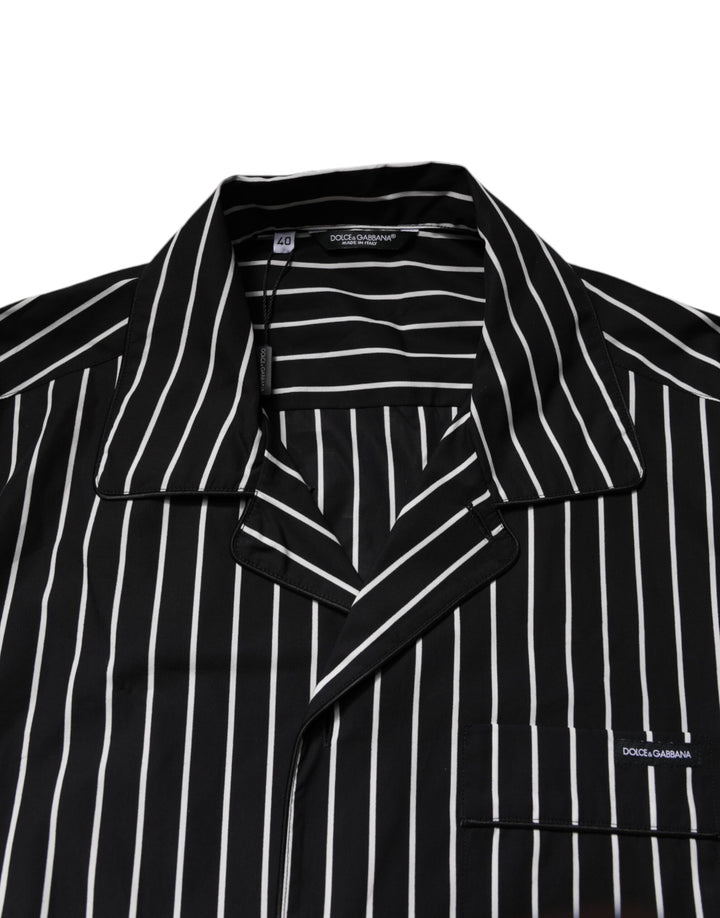Dolce &amp; Gabbana Black White Stripes Cotton Men Pajama Set Sleepwear