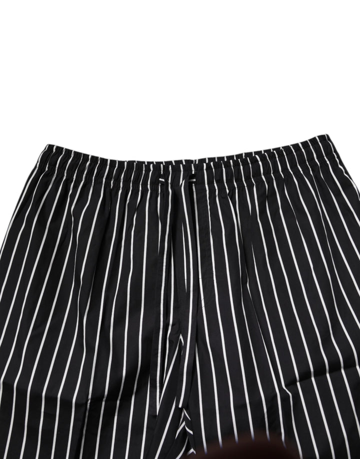 Dolce &amp; Gabbana Black White Stripes Cotton Men Pajama Set Sleepwear