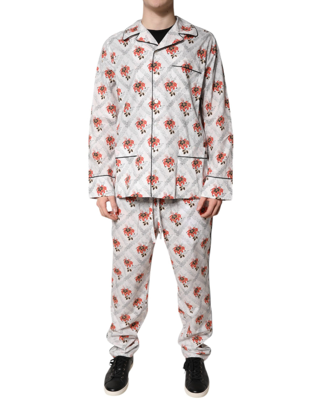 Dolce &amp; Gabbana Multicolor Floral Print Cotton Pajama Set Sleepwear