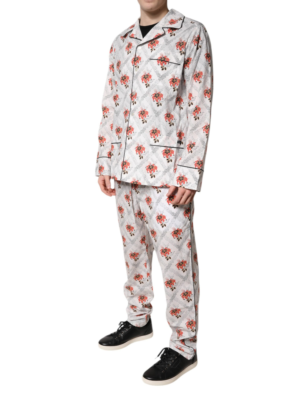 Dolce &amp; Gabbana Multicolor Floral Print Cotton Pajama Set Sleepwear