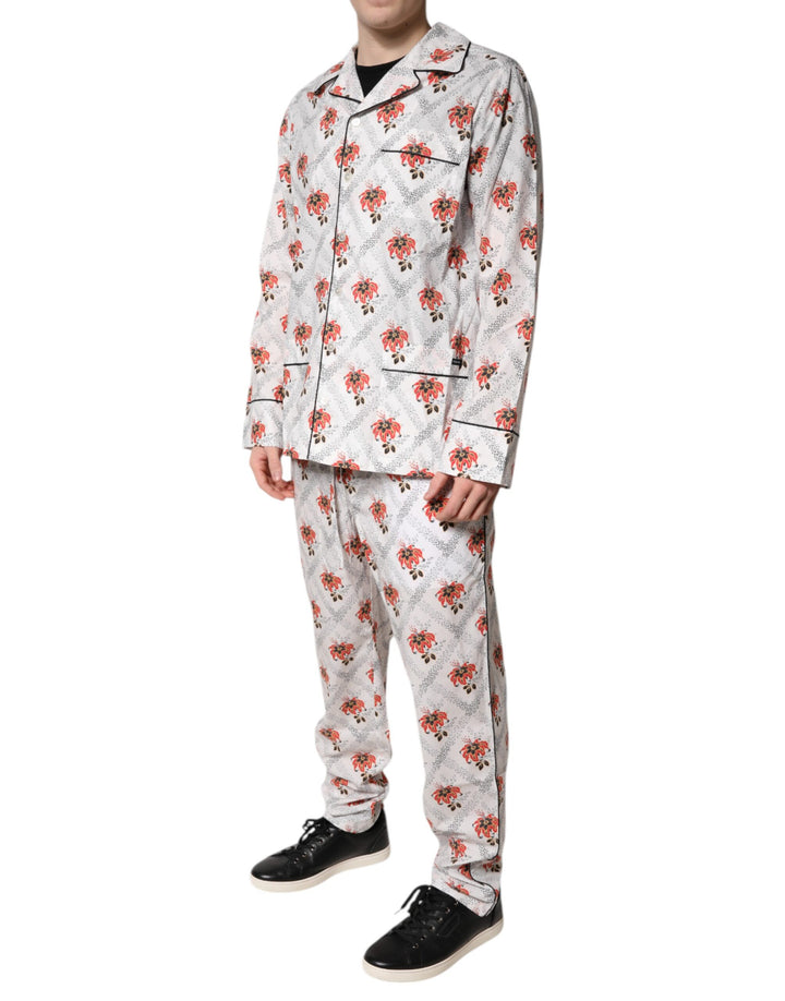 Dolce &amp; Gabbana Multicolor Floral Print Cotton Pajama Set Sleepwear