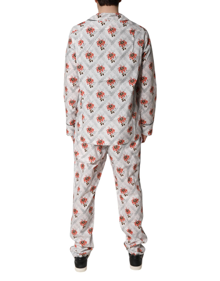 Dolce &amp; Gabbana Multicolor Floral Print Cotton Pajama Set Sleepwear