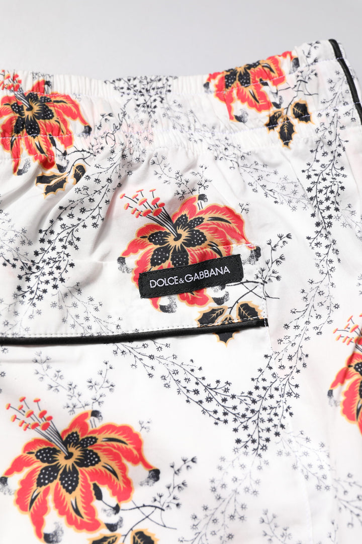 Dolce &amp; Gabbana Multicolor Floral Print Cotton Pajama Set Sleepwear