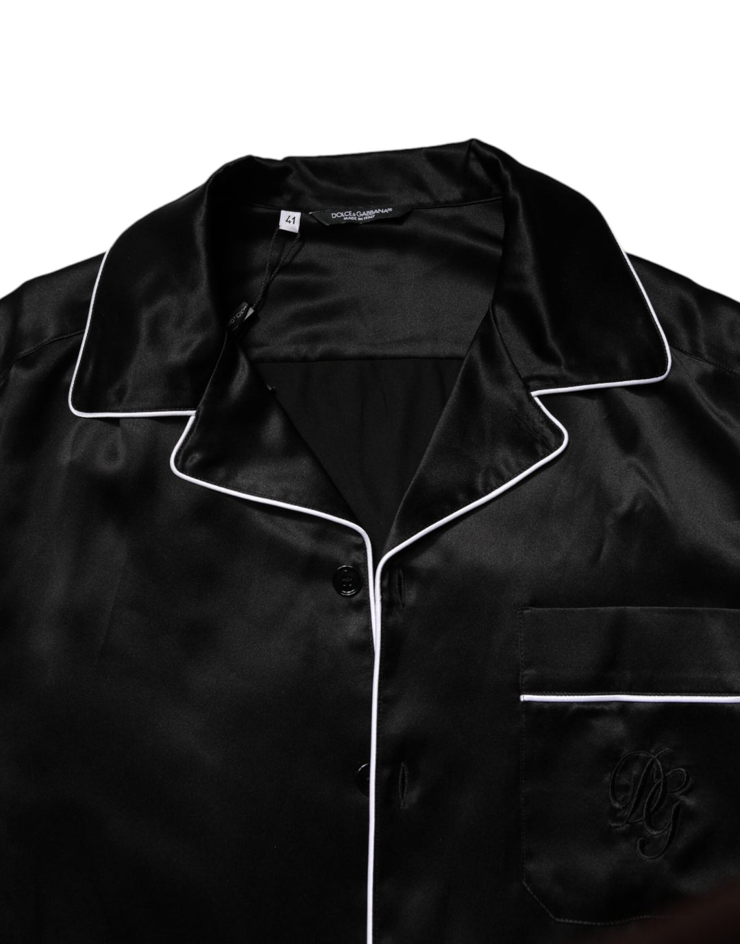 Dolce &amp; Gabbana Black Silk Shirt Pants Pajama Set Sleepwear