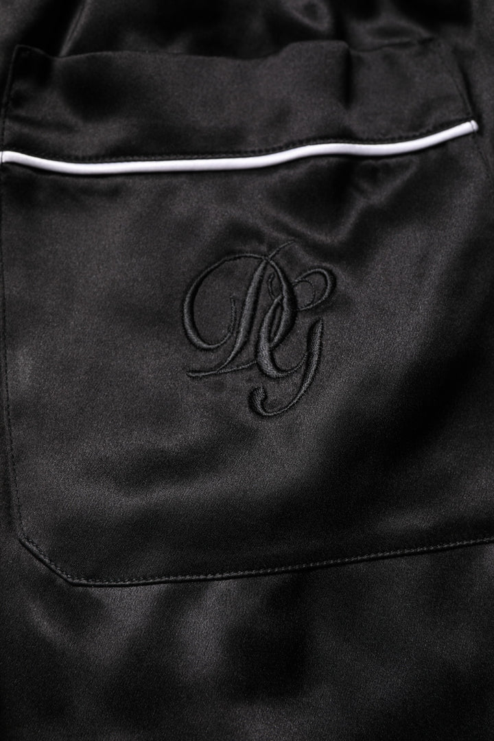 Dolce &amp; Gabbana Black Silk Shirt Pants Pajama Set Sleepwear