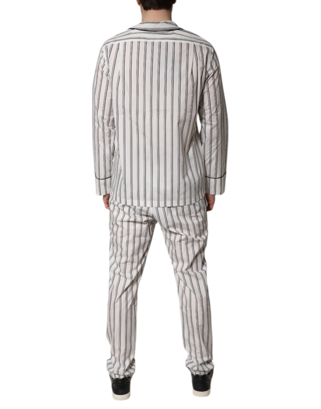 Dolce &amp; Gabbana White Black Stripes Cotton Men Pajama Set Sleepwear