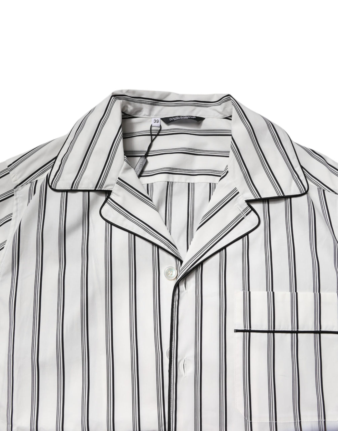 Dolce &amp; Gabbana White Black Stripes Cotton Men Pajama Set Sleepwear