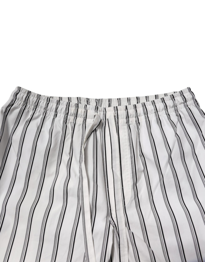 Dolce &amp; Gabbana White Black Stripes Cotton Men Pajama Set Sleepwear
