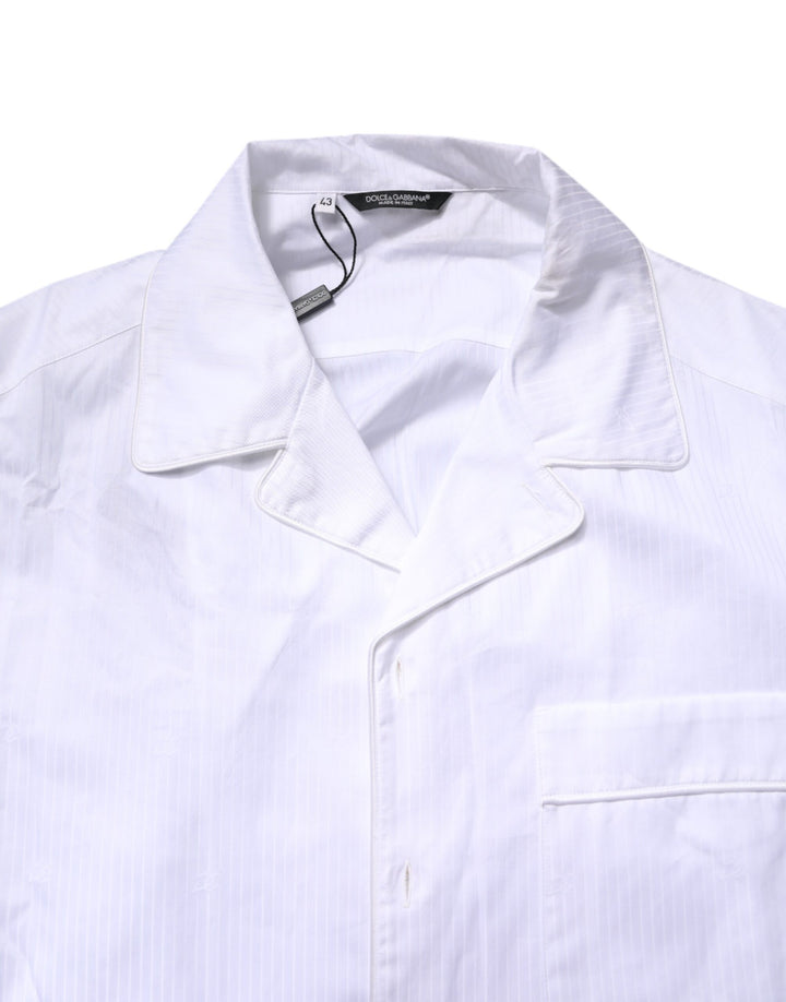 Dolce &amp; Gabbana White Cotton Shirt Pants Pajama Set Sleepwear