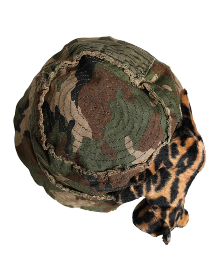 Dolce &amp; Gabbana Multicolor Leopard Embellish Wide Brim Bucket Hat