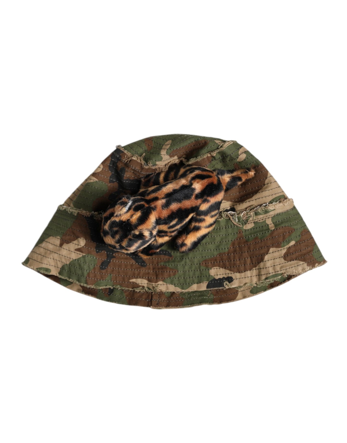 Sombrero de pescador de ala ancha con adornos de leopardo multicolor de Dolce &amp; Gabbana