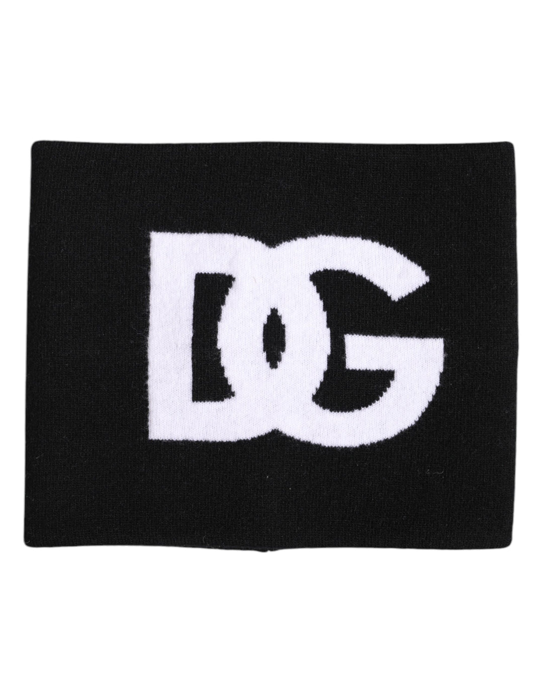 Dolce &amp; Gabbana Black White Logo Print Knitted Neck Warmer Scarf