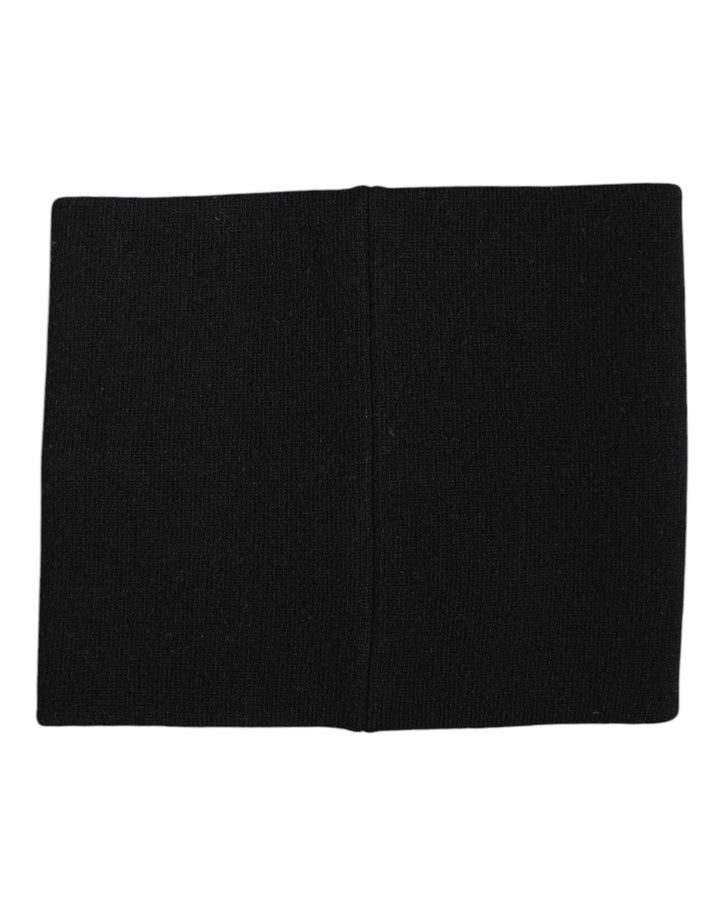 Dolce &amp; Gabbana Black White Logo Print Knitted Neck Warmer Scarf