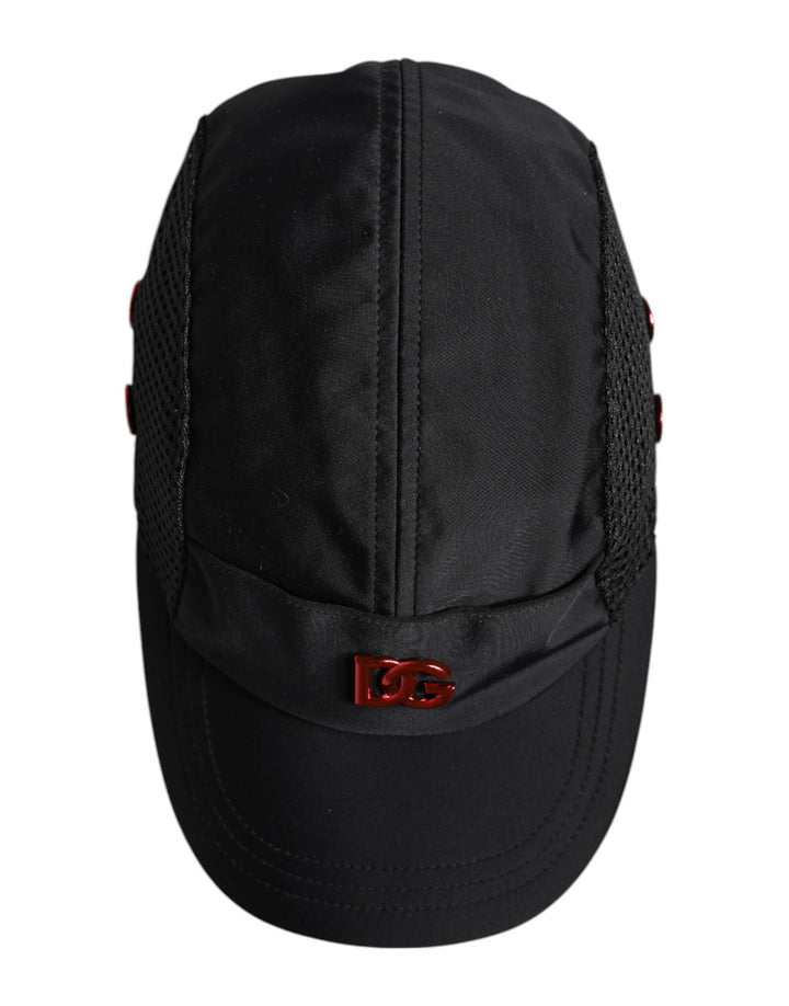Dolce &amp; Gabbana Black Nylon DG Logo 6 Panels Baseball Cap