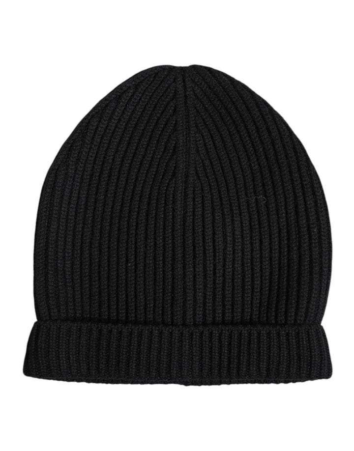 Dolce &amp; Gabbana Black Cashmere Knitted Winter Beanie Hat