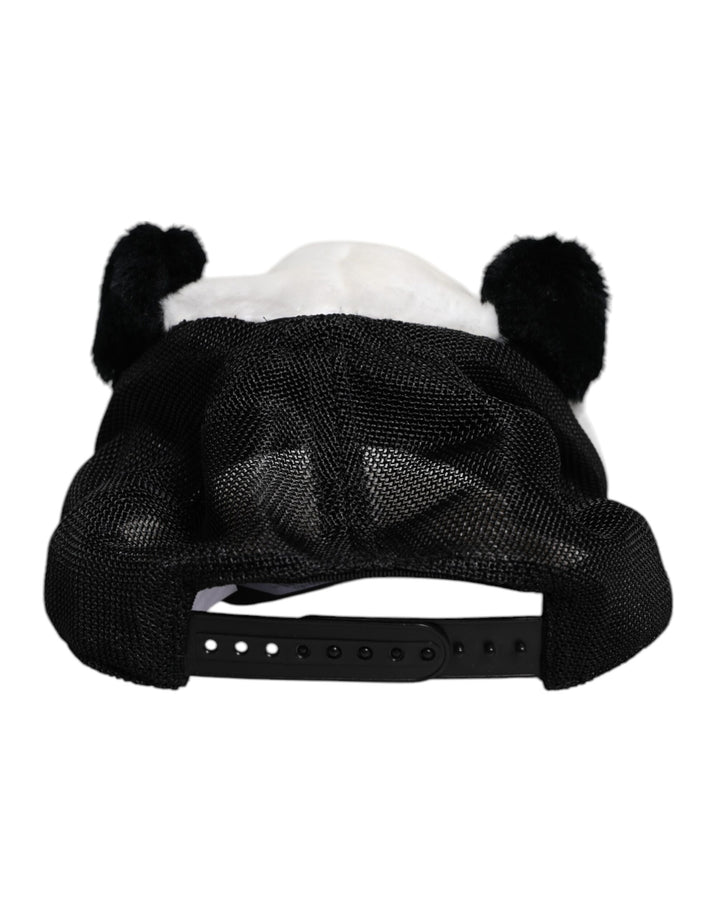 Dolce &amp; Gabbana Black White Panda Fur Women Baseball Cap