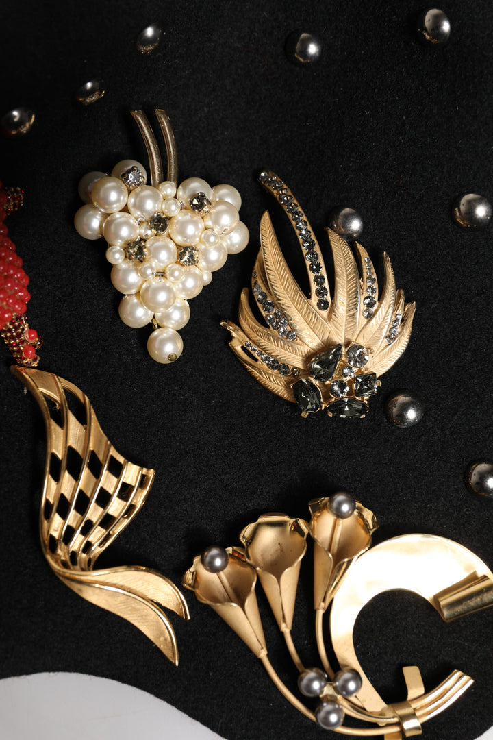 Chapeau cloche Dolce &amp;amp; Gabbana en laine noire à ornements multicolores