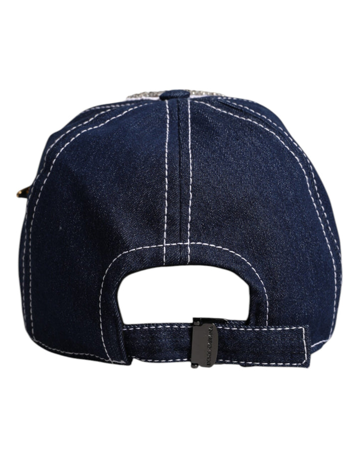 Dolce &amp; Gabbana Blue Crystal Embellishment Baseball Cap