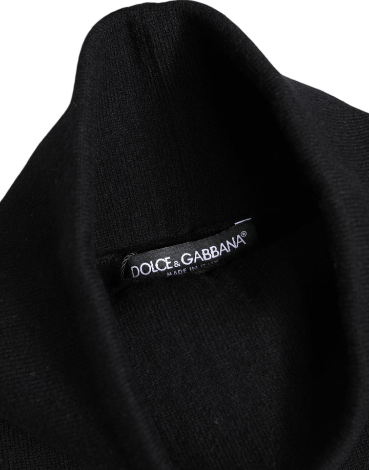 Dolce &amp; Gabbana Black Cashmere Knitted Neck Warmer Foulard Scarf