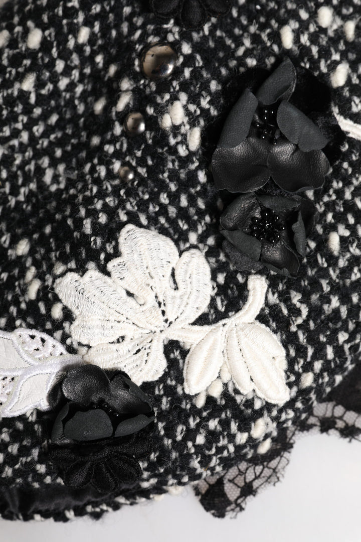 Chapeau cloche Dolce &amp;amp; Gabbana en laine noire à fleurs blanches