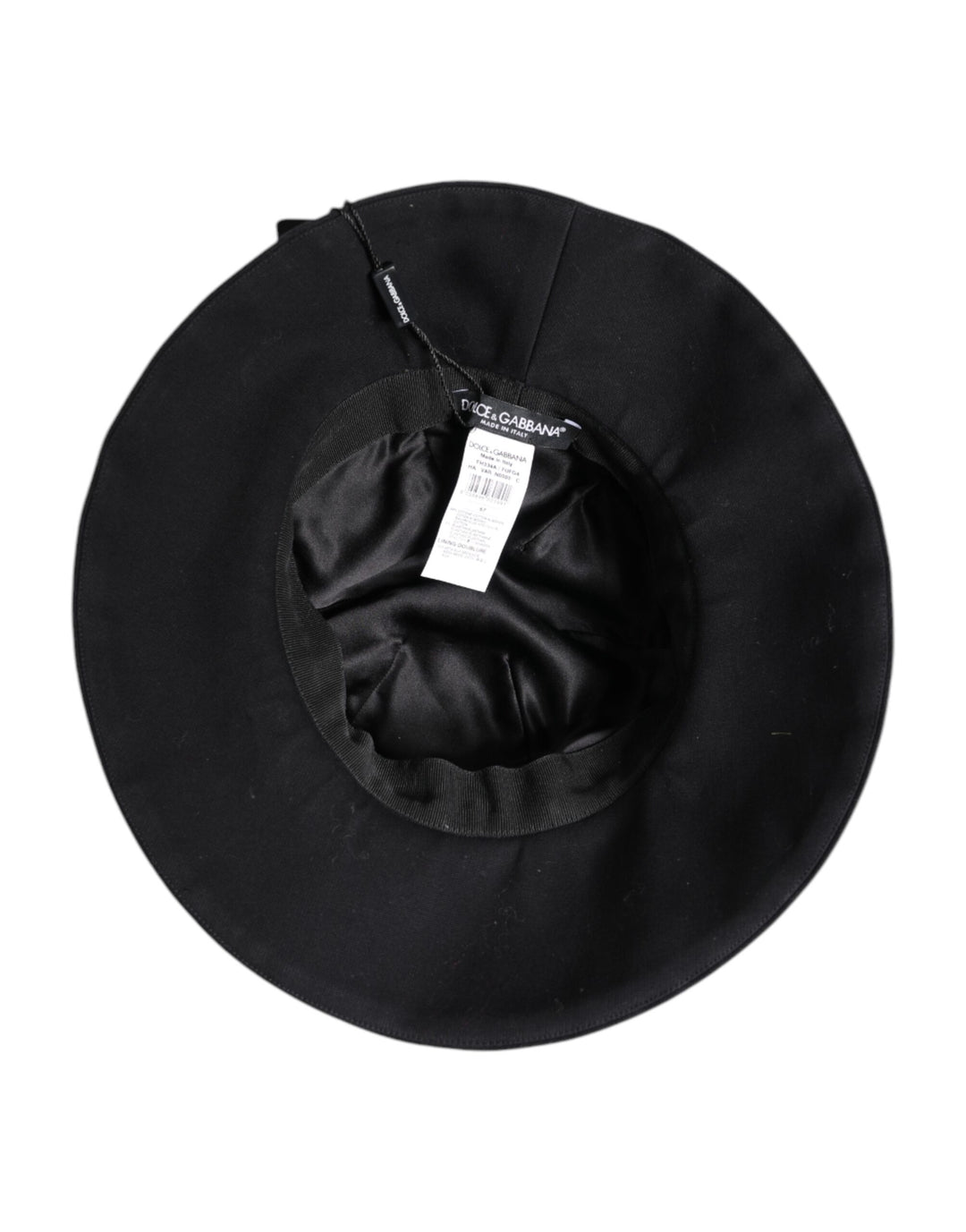 Dolce &amp; Gabbana Black Cotton Wide Brim Bucket Hat