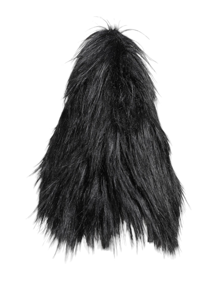 Dolce &amp; Gabbana Black Acrylic Fur Womens Bucket Hat