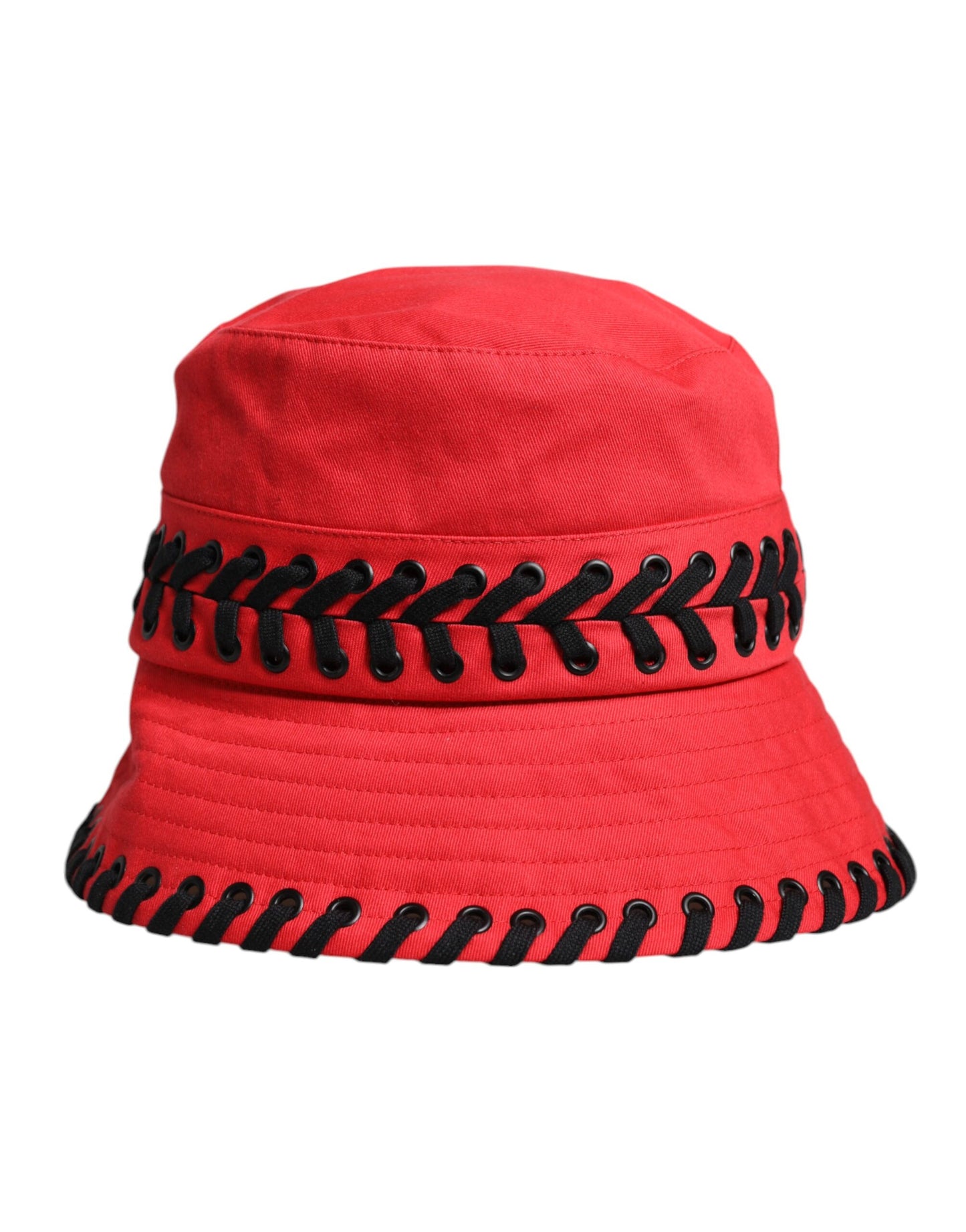 Sombrero de pescador de ala ancha de poliéster con encaje rojo de Dolce &amp; Gabbana