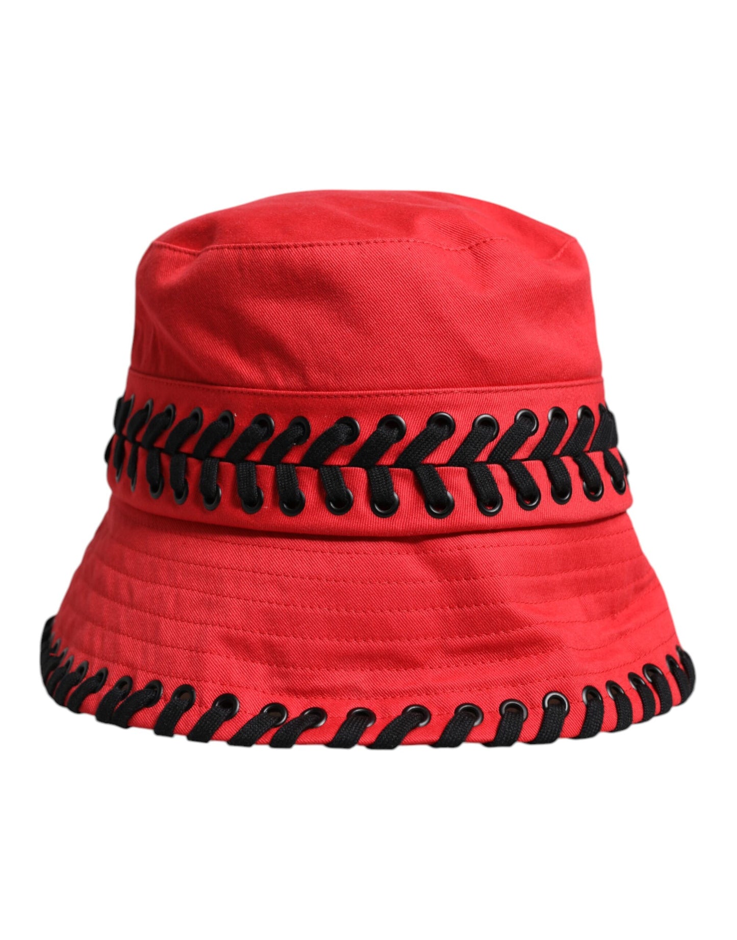 Sombrero de pescador de ala ancha de poliéster con encaje rojo de Dolce &amp; Gabbana