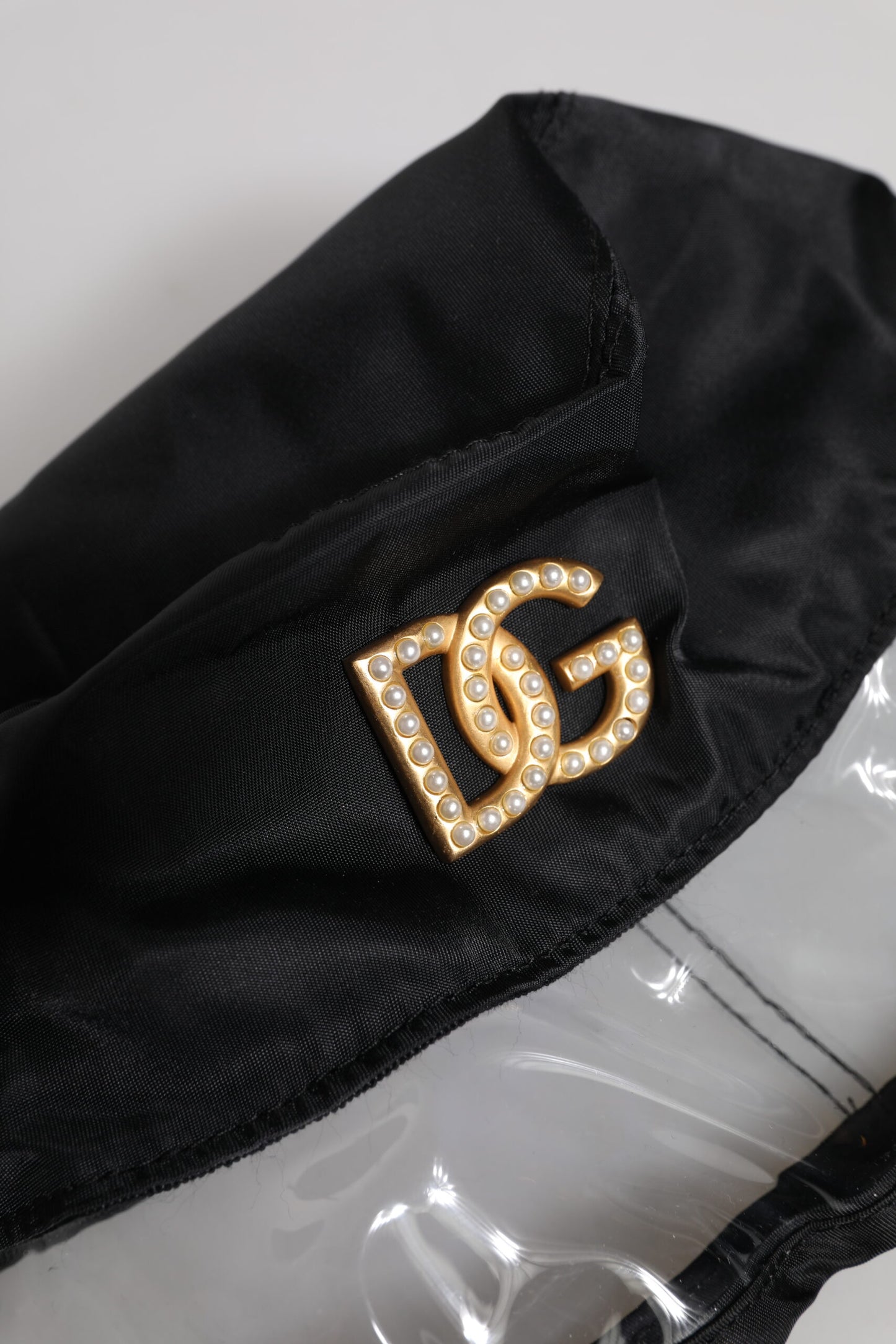 Dolce & Gabbana Black Nylon PVC DG Logo Bucket Hat