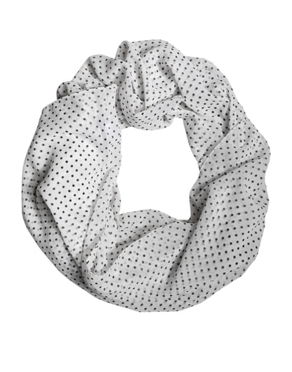 Dolce & Gabbana White Polka Dots Polyester Wrap Shawl Scarf