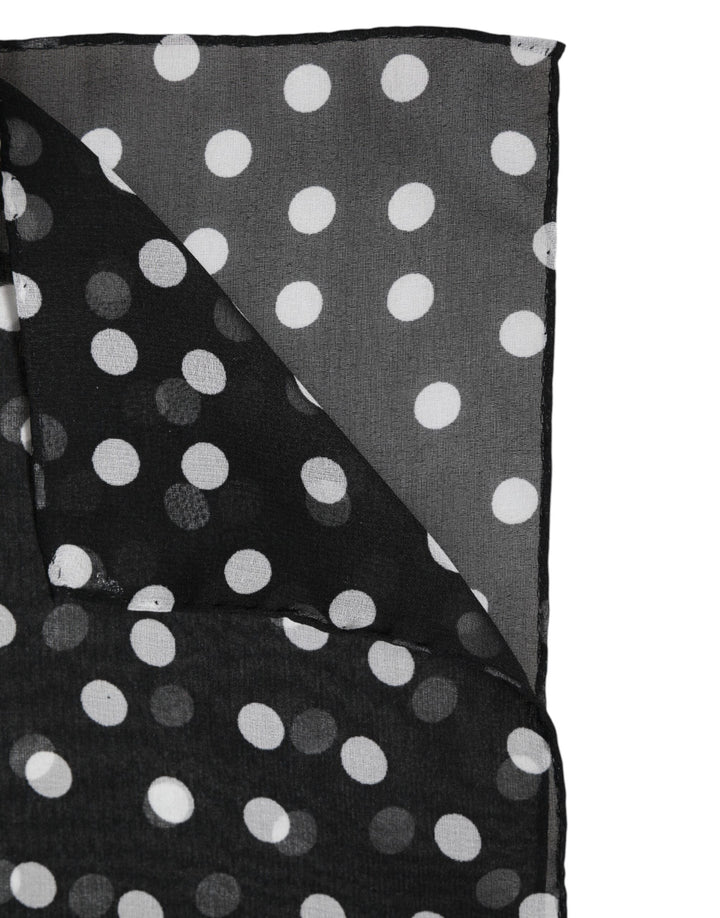 Dolce &amp; Gabbana Black Polka Dots Polyester Wrap Shawl Scarf