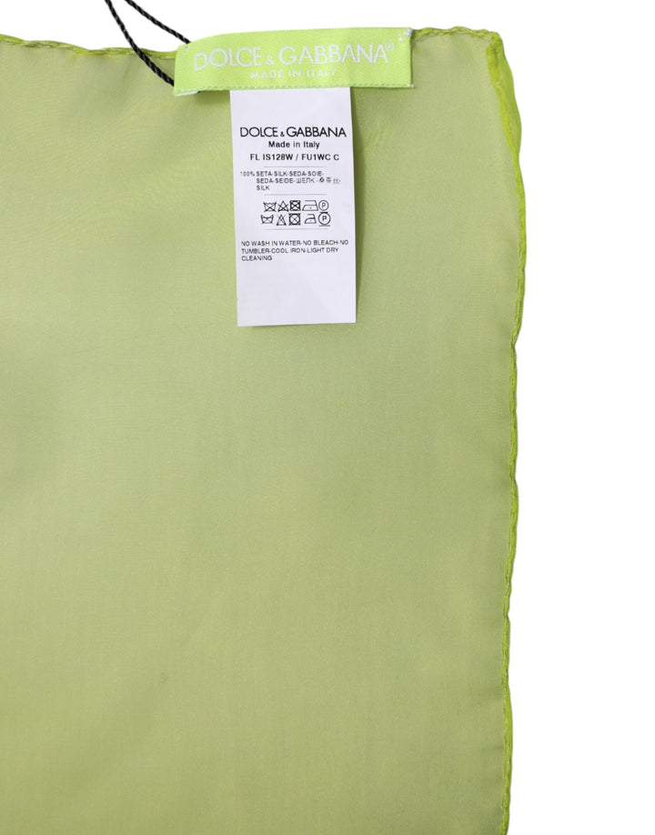 Dolce &amp; Gabbana Green Silk Rectangle Wrap Shawl Neck Warmer Scarf